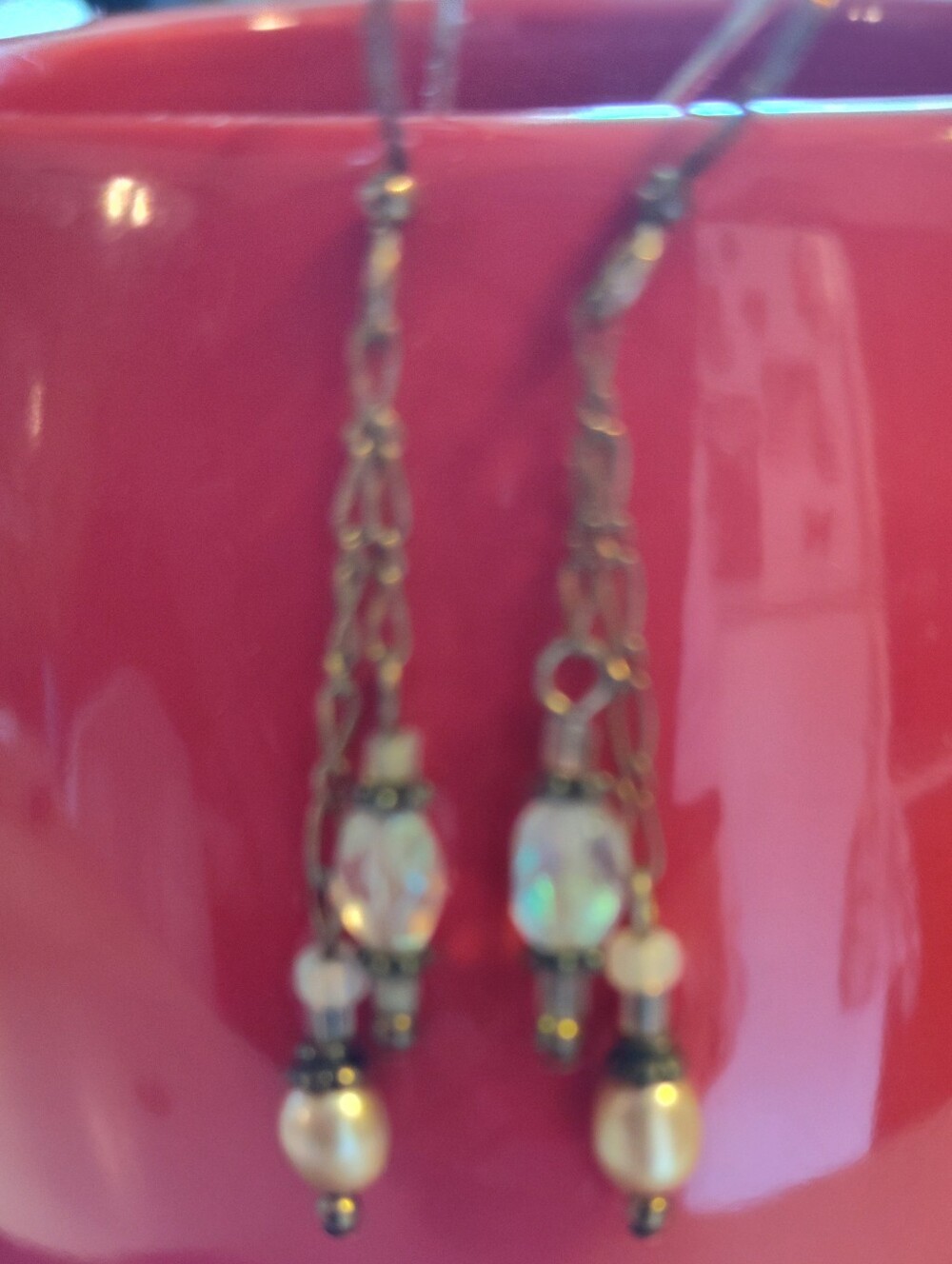Delicate Pearl and Crystal Drop Earrings in White